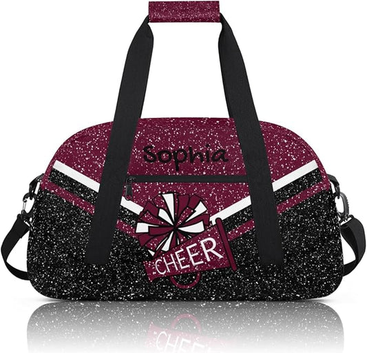 Personalized Maroon Glitter Cheer Bag for Cheerleaders, Custom Sport Gym Bag Dance Bag Travel Duffle Bag Cheerleading Gifts for Women