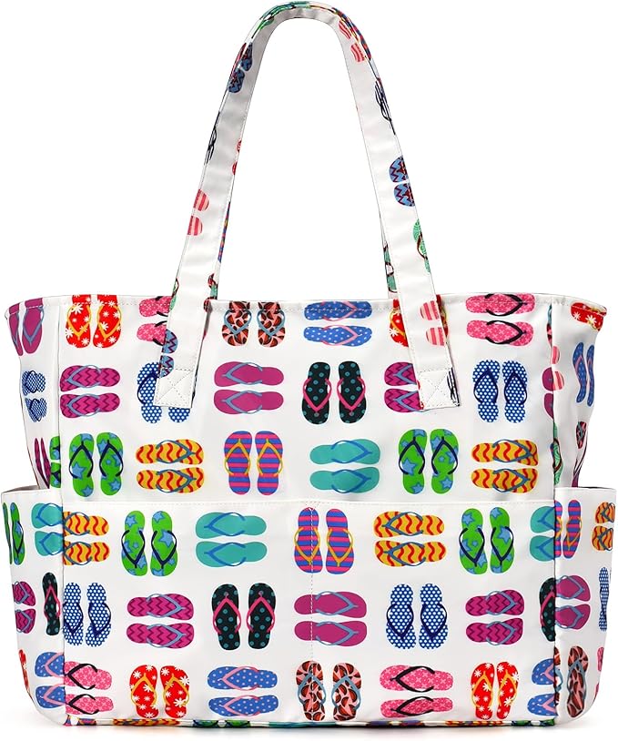 oscaurt Beach Bags for Women Large Waterproof Sandproof Beach Tote Swim Pool Bag with Zipper for Travel Vacation Essentials