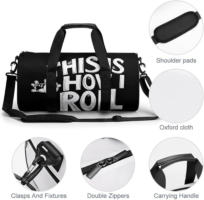 Bowling This Is How I Roll Mens Gym Bag for Women Sports Duffle Weekender Bags Travel Handbag Carry On