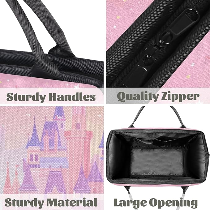 Cute Pink Purple Castle Travel Duffel Bag, Waterproof Sports Gym Duffle Bag, Large Capacity Weekender Carry On Overnight Bags for Women Men