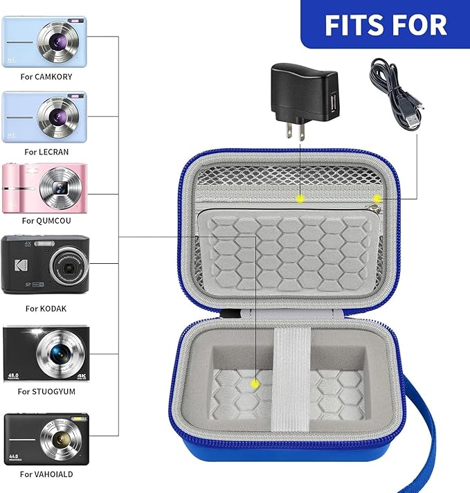 Carrying & Protective Case for Digital Camera, AbergBest 21 Mega Pixels 2.7" LCD Rechargeable HD/Kodak Pixpro/Canon PowerShot ELPH 180/190 / Sony DSCW800 / DSCW830 Cameras for Travel - Blue