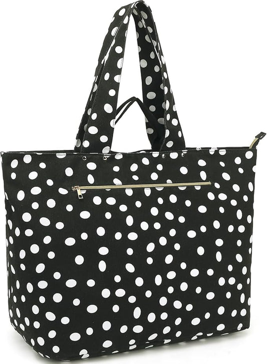 Large Canvas Beach Bag for Women, Beach Bags Waterproof Sandproof with Zipper & Wet Bag Cruise Essentials
