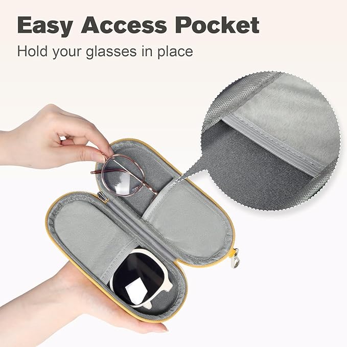 Double Eyeglasses Case, Dual Glasses Sunglasses Organizer with Zipper Closure, Eyewear Storage Box for Men Women Travel