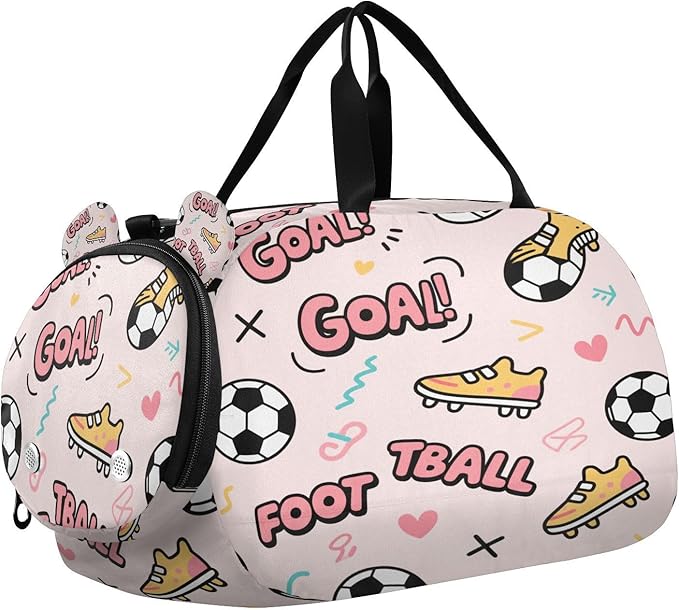 Pink Football Goal Pattern Gym Duffel Bag with Shoes Compartment Lightweight Sports Duffel Bag for Travel Sports Weekender bolsa para hombre