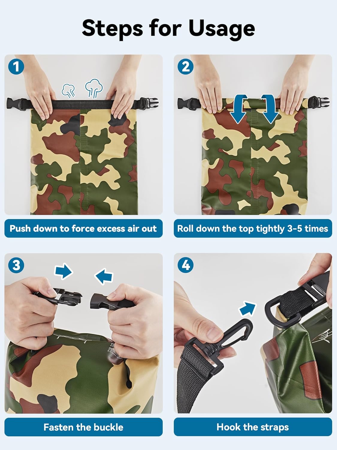 HEETA Waterproof Dry Bag for Women Men(Upgraded Version) 5L/10L/20L/30L/40L Roll Top Lightweight Dry Storage Bag Backpack with Emergency Whistle for Travel, Swimming, Boating, Kayaking, Camping, Beach