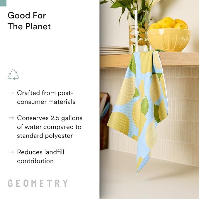 GEOMETRY Spring Kitchen Towels - Quick Dry Microfiber Cloth Spring & Summer Dish Towels for Kitchen Drying - Premium Quick Dry Towel - Pear Parade, 18" x 30" - 2-Pack