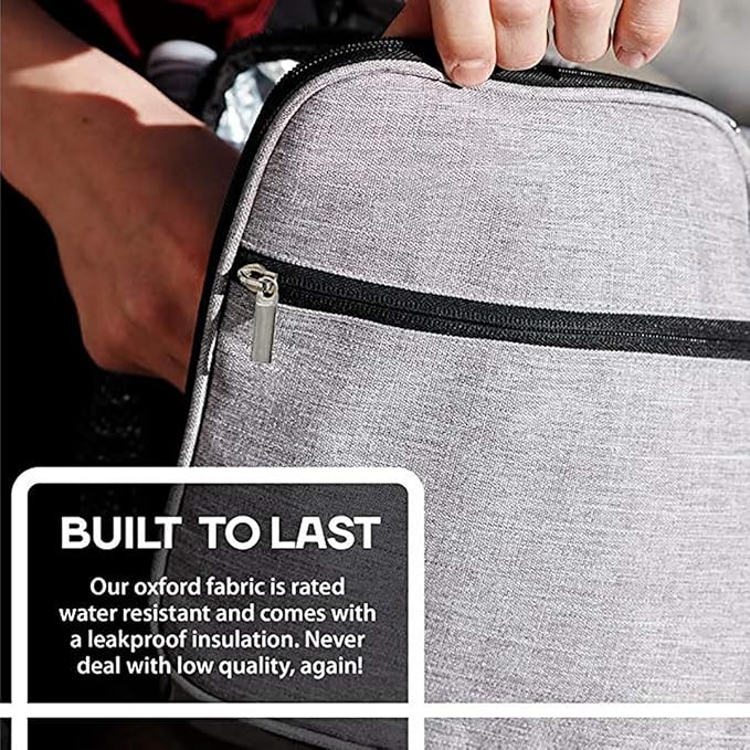 Insulated Lunch Bag for Men and Women, Leakproof Lunch Box with Mesh Pockets for Work, Gym, Travel or Camping, Lightweight and Easy Clean