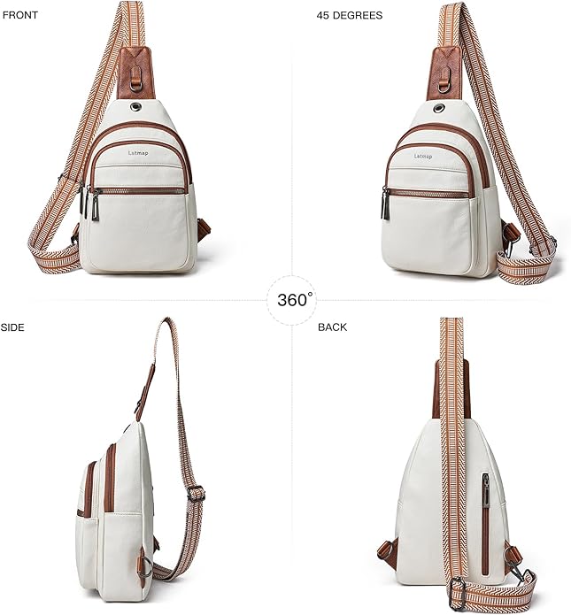 Sling Bag For Women Faux Leather Small Casual Daypack Backpack Fanny Pack Crossbody Chest Bags Purse