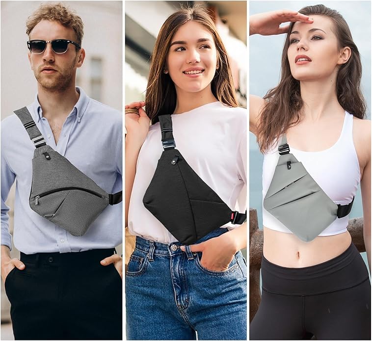 Crossbody Sling Bag, Water-Resistant Anti Theft Chest Pack, Minimalist Commuter Daypack for Travel Hiking Work