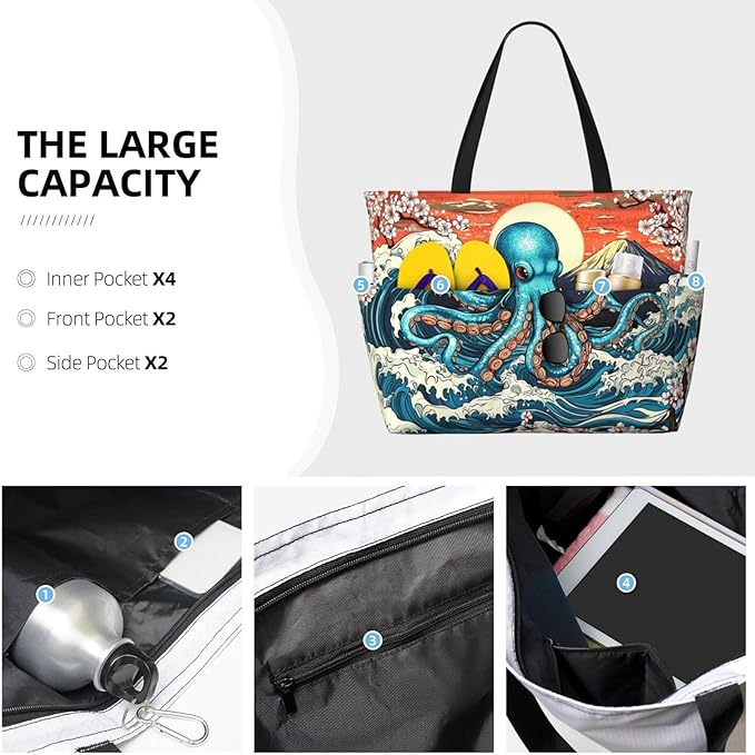 Extra Large Beach Bags For Women, Waterproof Beach Totes Bags For Women, Lightweight Foldable Pool Bag With Zipper