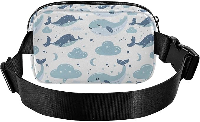 Kawaii Whale Fanny Pack for Women Men Water Resistant Fashion Waist Packs with Adjustable Strap Belt Bag for Travel Workout Jogging Hiking 21219087