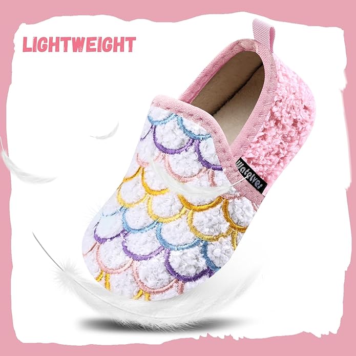 WateLves Kids Toddler Slippers Boys Girls House Shoes Slip on Sock Slippers Lightweight Winter Indoor Outdoor Walking Shoes