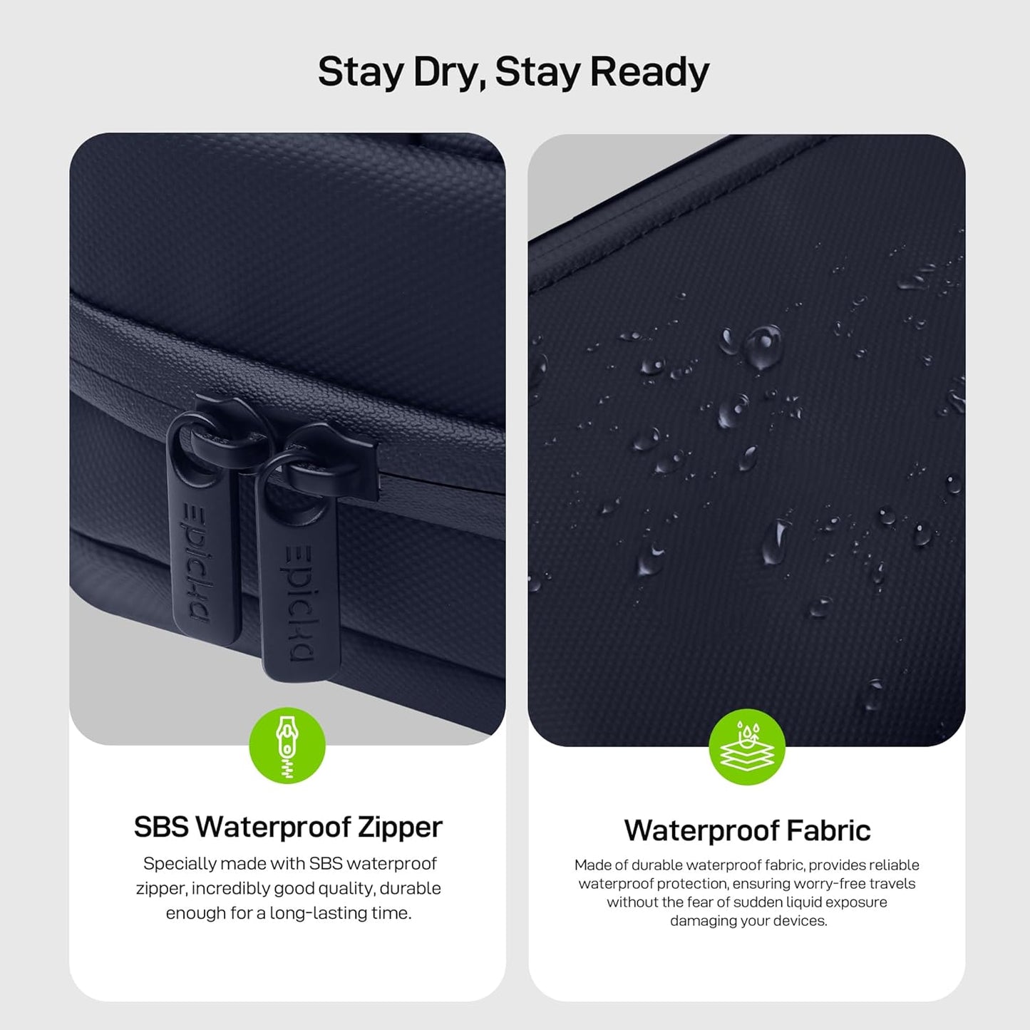 EPICKA Electronics Organizer Travel Case - Cable Organizer Bag for Travel Accessories, Tech Pouch for Cords, Charger, Adapter, Cables, Power Bank, Waterproof Storage Bag with Luggage Strap, Navy