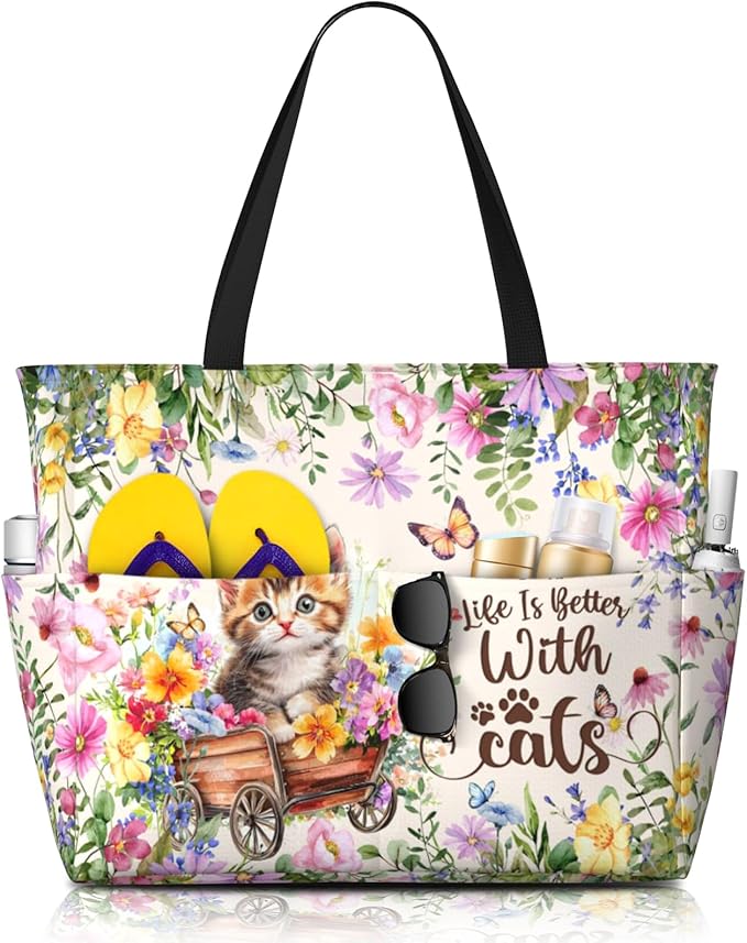 Large Beach Tote Bag Beach Bag Waterproof Sandproof Lightweight Women Tote