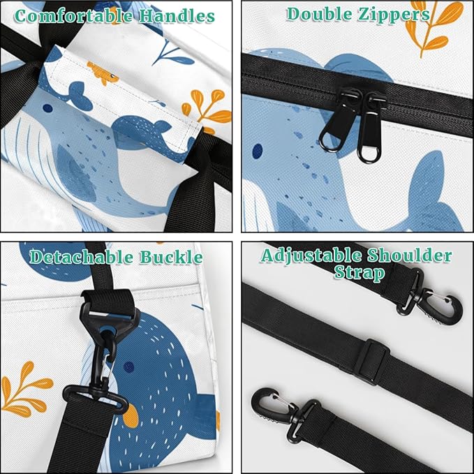 Ocean Dolphins Gym Travel Duffle Bag for Women & Men with Front Zipper Pocket for Sports, Overnight, Weekender, Carry On,Workout & Dance Bag,Dolphins Animals,18.9 * 8.7 * 10.6 in