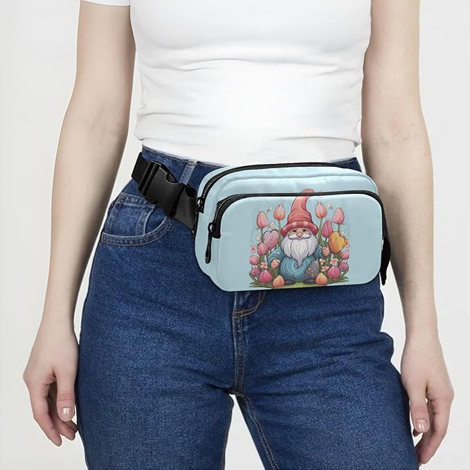 Easter Gnome Eggs Flowers Fanny Pack for Women Men Water Resistant Fashion Waist Packs with Adjustable Strap Belt Bag for Travel Workout Jogging Hiking 21218053