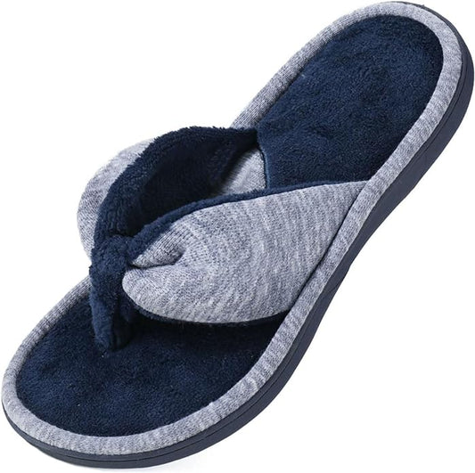 Wishcotton Women's Memory Foam Spa Thong Flip Flops Cozy Indoor Slippers, Ladies Summer Lightweight Open Toe House Sandals