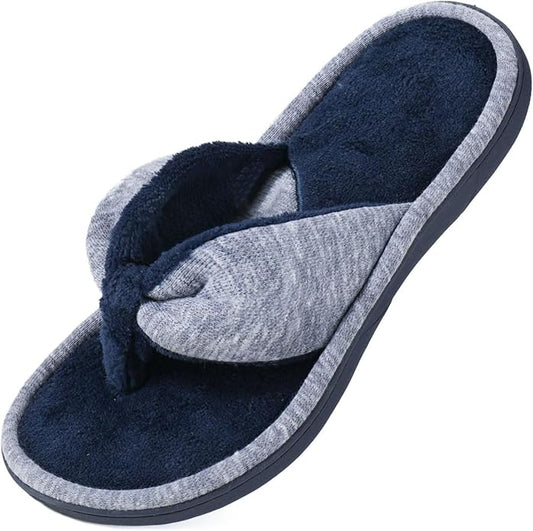 Wishcotton Women's Memory Foam Spa Thong Flip Flops Cozy Indoor Slippers, Ladies Summer Lightweight Open Toe House Sandals