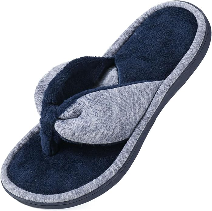 Wishcotton Women's Memory Foam Spa Thong Flip Flops Cozy Indoor Slippers, Ladies Summer Lightweight Open Toe House Sandals