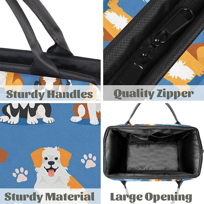 Multipurpose Duffle Bag, Waterproof Carry On Bag with Spacious Design, Puppy Dogs Pattern Gym Bags, 15.2x8.3x11.6in