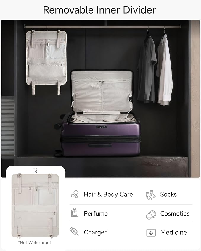 LUGGEX Checked Suitcase Top Opening, FLT Expandable Polycarbonate Hard Shell Suitcase with Wheels (FX-Lite, Purple, 30 Inch, 105L-115L)