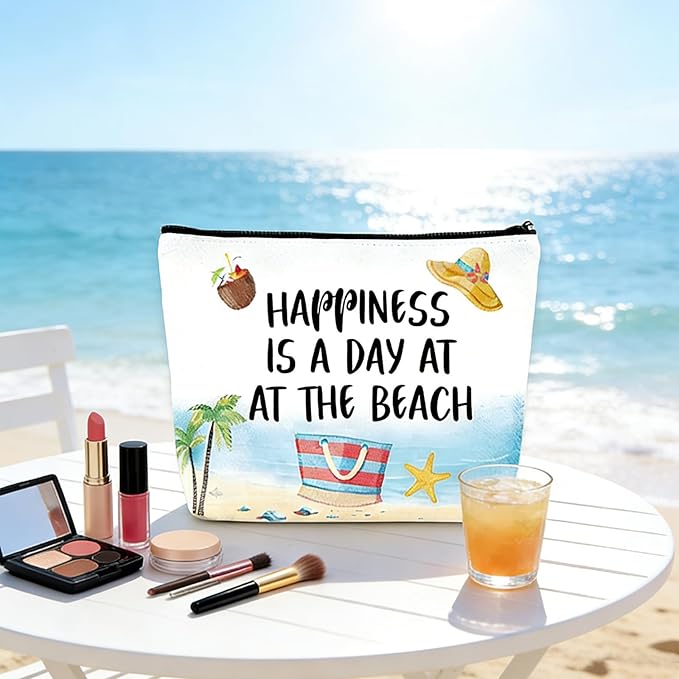 6 Pcs Beach Themed Gift for Women,Small Beachs Makeup Bag Bulk with Zippers,Beach Essentials Summer Survival Kits for Vacation,Vacation Themes Portable Cosmetic Travel Bag Pouches for Girls Friends