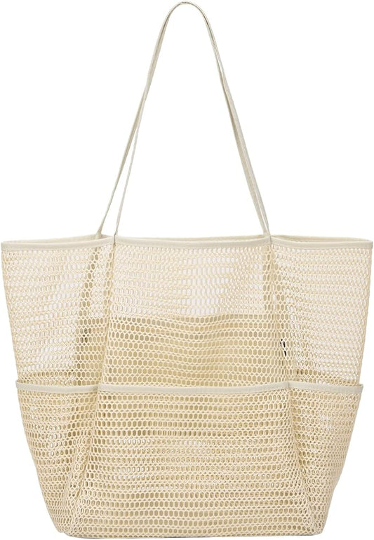Tainehs Beach Bag - Mesh Tote Bag Beach Vacation Clothes for Women Pool Bag for Travel Pool Family Cruise Essentials 2026