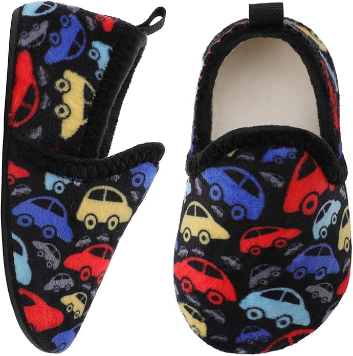 XIHALOOK Toddler Boys Girls House Slippers with Microfleece Lining Cozy Household Shoes Non-slip for Kids