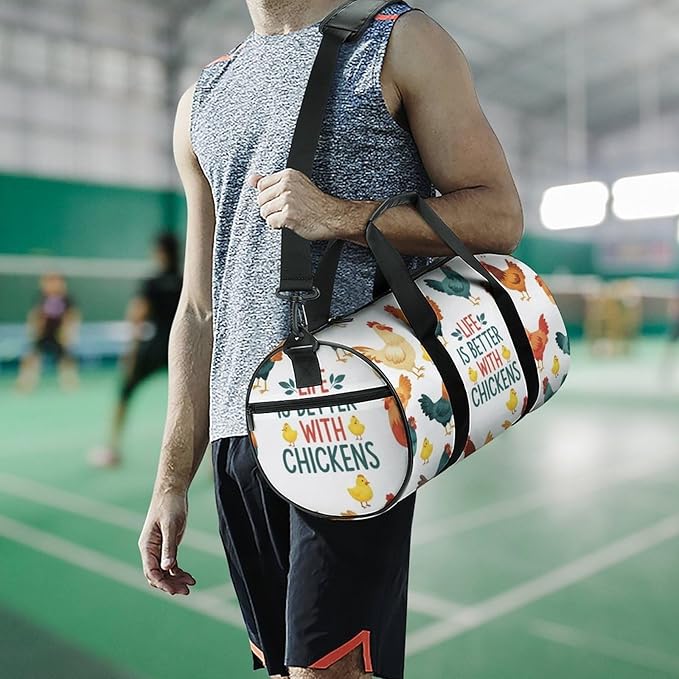 Weekender Carry on Beach Yoga Overnight Luggage Bag Life Is Better with Chicken Rooster Gym Sports Duffle Bag Dance Gymnastics Bags