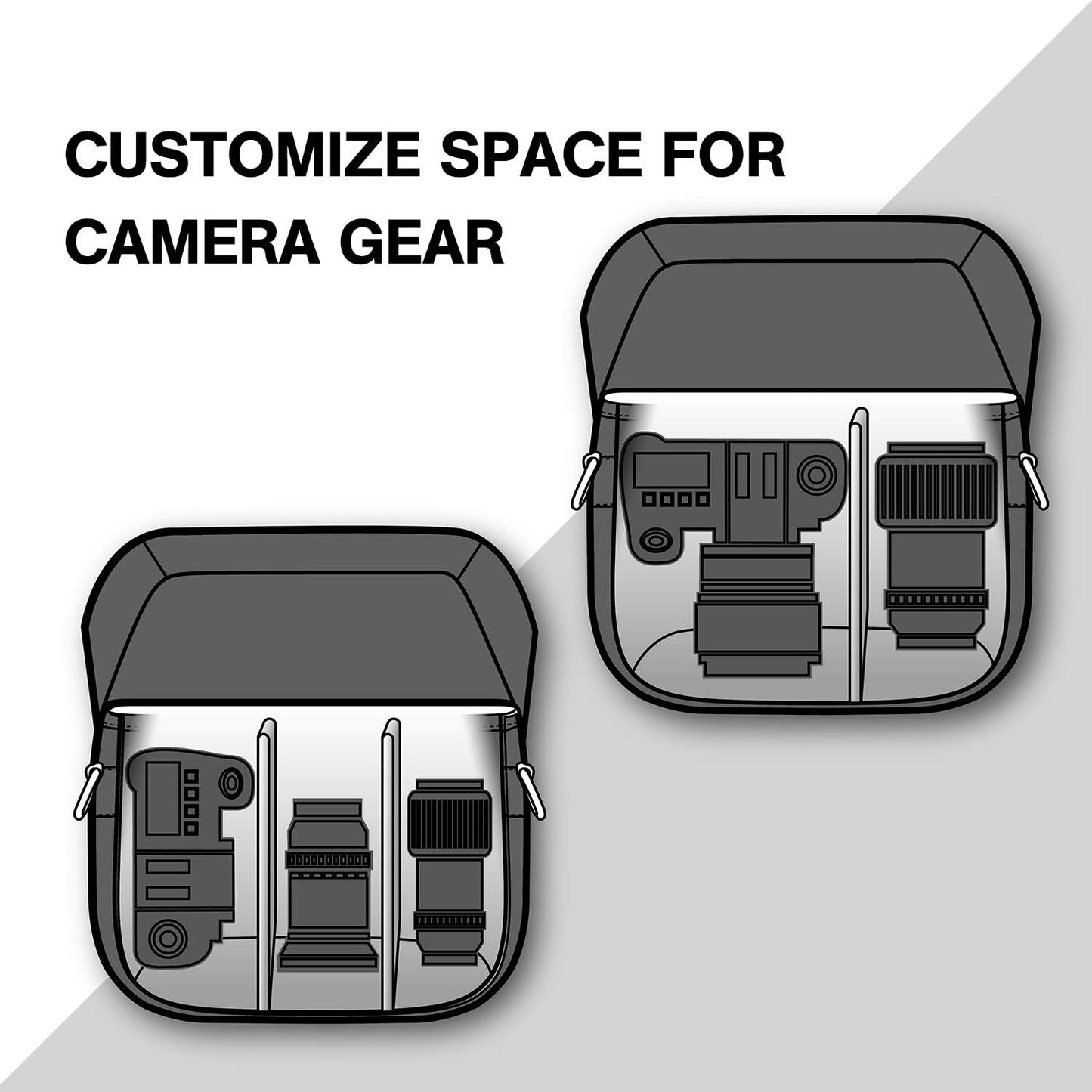 BAGSMART Camera Bag, SLR DSLR Canvas Crossbody Camera Case, Compact Camera Shoulder Bag with Rain Cover for Women and Men, Black