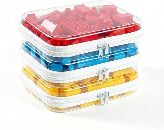 3-Pack Medium Clear Hard Shell Zipper Pouches, Clear Zipper Bags, Hard Case Pouches for Purse & Diaper Bag Organizer,and Travel Essentials (3M