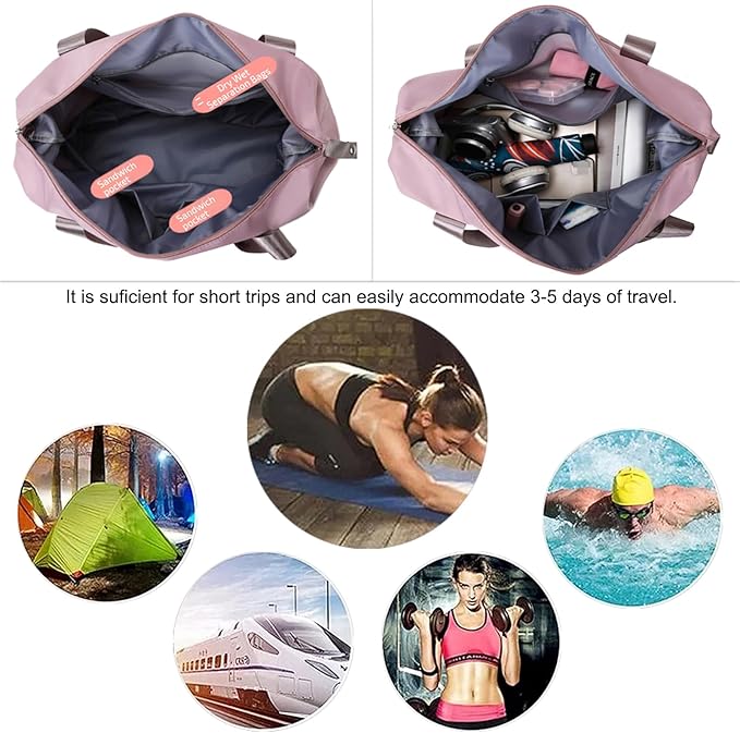 Large Capacity Travel Bag, Foldable Travel Bag, Expandable Travel Duffel Bag, Collapsible Waterproof Large Capacity Travel Handbag, Overnight Bag for Women and Man