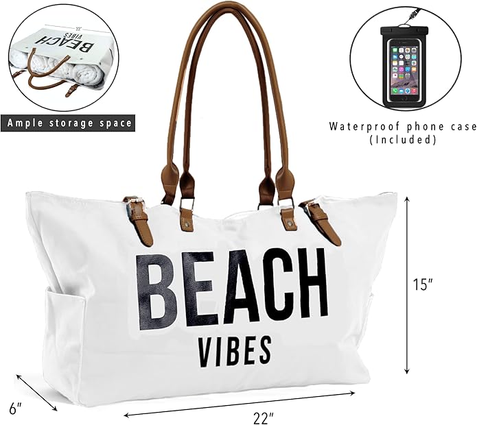 Keho Waterproof Beach Bag with Pockets For Women (Sandproof)