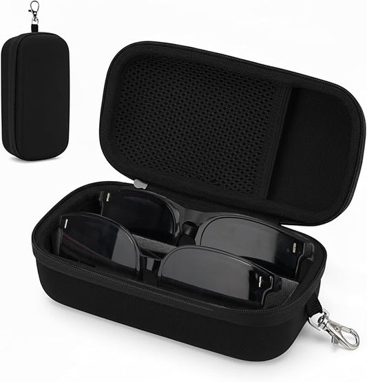 Double Eyeglasses Case,Hard Shell Glasses Case Travel Sunglasses Organizer with Adjustable Slot & Clip for Men Women