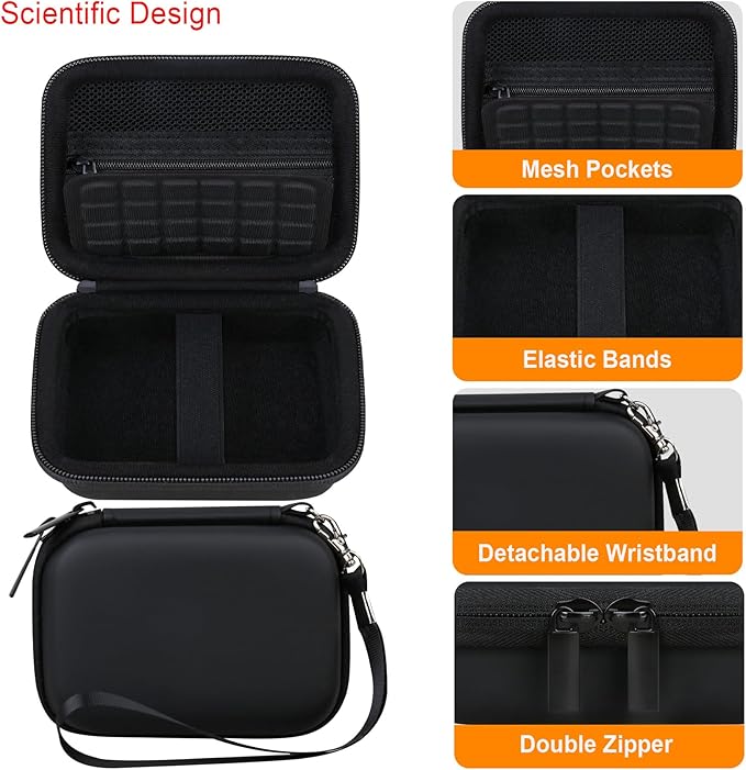 Elonbo Camera Carrying Case for KODAK PIXPRO FZ55 / FZ53 / FZ45 / FZ43 16MP Digital Camera, Vlogging Camera Storage Holder Travel Bag, Mesh Bag Fits Batteries, Cable, Memory Card, Black