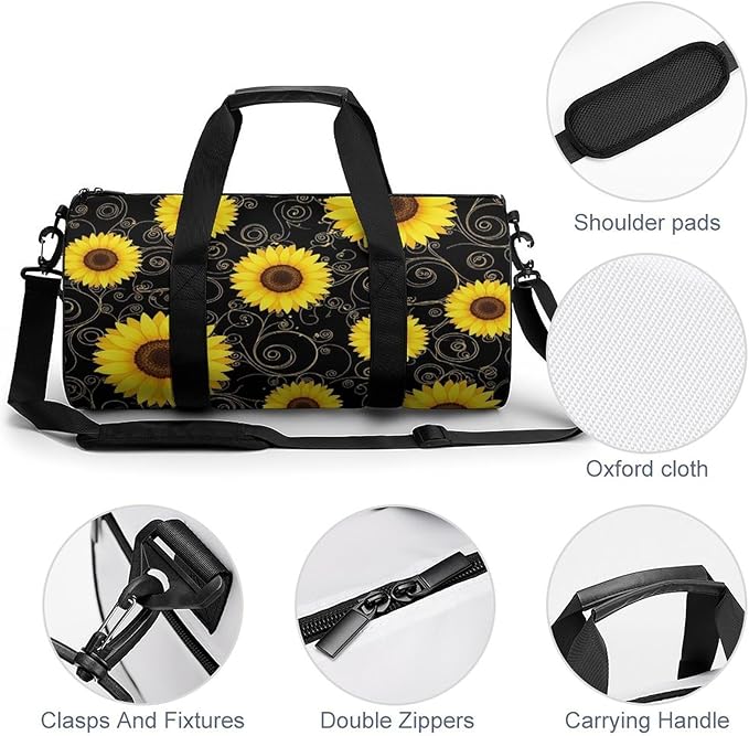 Basketball Football Weekender Bag Floral Sunflower (31) Carry on Beach Yoga Overnight Luggage Bag Sports Gym Bags for Men Women