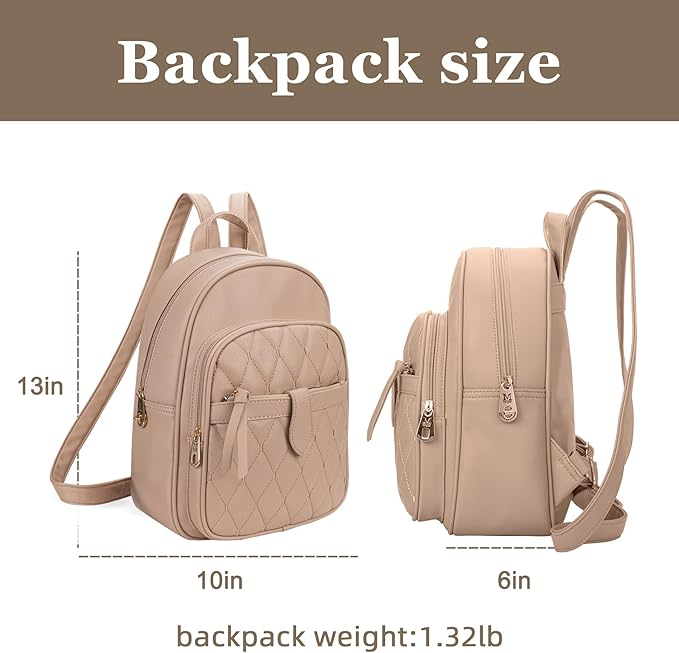 Montana West 3Pcs Anti Theft Backpack Purse for Women Small Quilted Backpack Set