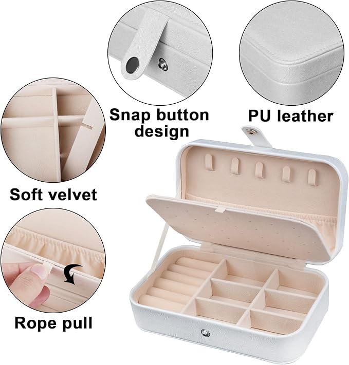 Travel Jewelry Box,Upgraded Travel Jewelry Case,Portable Jewelry Boxes for Women,PU Leather Jewelry Box,Travel Jewelry Organizer for Necklaces,Rings,Earrings,Bracelets,Black