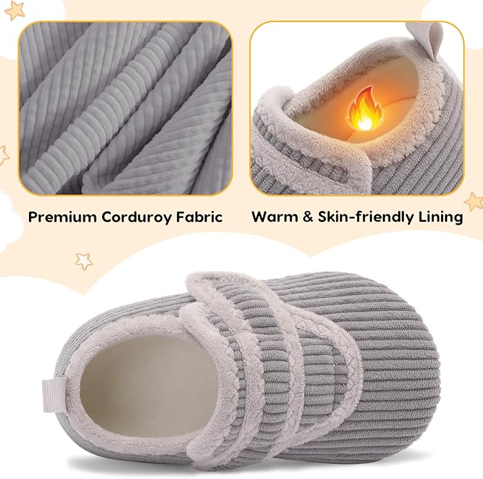 LeIsfIt Toddler Slippers Boys Girls House Shoes Soft Warm Kids House Slippers Slip on Cozy Bedroom Sock Shoes Non-slip Indoor Outdoor Slipper Shoe