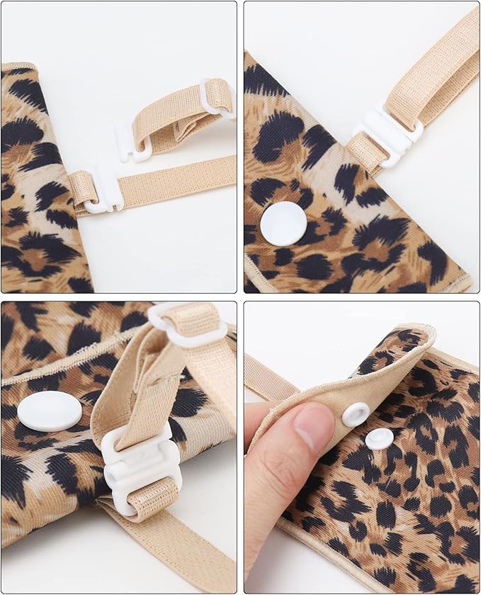 2-Pack Hidden Bra Wallets: Concealed Style Women's Lingerie Wallets with Adjustable Straps for Secure Travel (Black & Leopard Print)