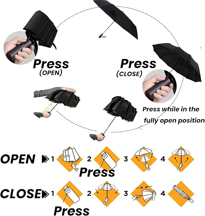 MRTLLOA 42/49 Inch Compact Travel Essentials Umbrella for Rain, Lightweight, Portable, Automatic, Strong, Waterproof Folding Umbrellas for Women, Men and Teenagers