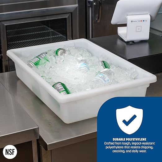 Carlisle FoodService Products Storplus Food Storage Container with Stackable Design for Catering, Buffets, Restaurants, Polyethylene (Pe), 8.5 Gallon, White