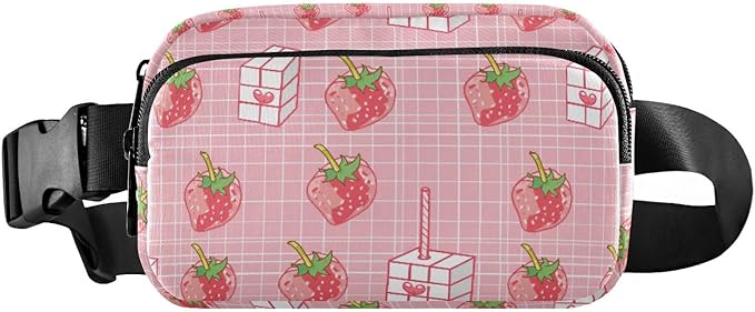 Kawaii Strawberry Fanny Pack for Women Men Water Resistant Fashion Waist Packs with Adjustable Strap Belt Bag for Travel Workout Jogging Hiking 21219149