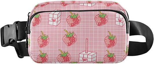 Kawaii Strawberry Fanny Pack for Women Men Water Resistant Fashion Waist Packs with Adjustable Strap Belt Bag for Travel Workout Jogging Hiking 21219149