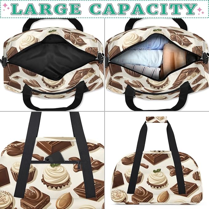 Black And White Chocolate Kids-Duffel-Bags Gymnastics Dance Bag Carry-On Overnight Travel Gym Lightweight Dance Sports Bags For Girls Boys Kids，