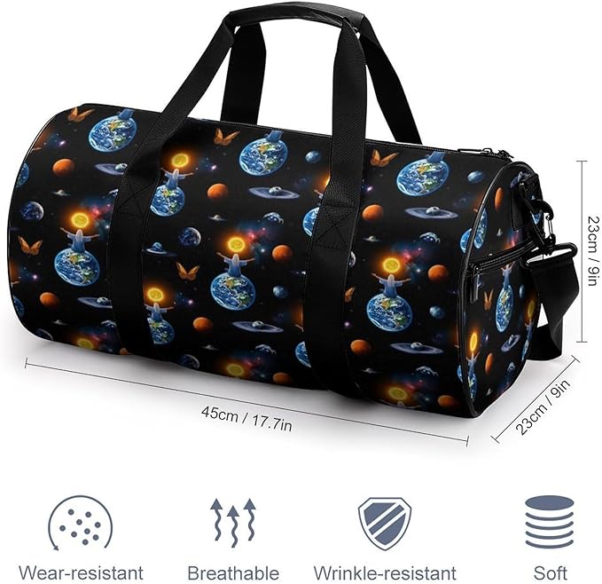 Lightweight Sports Travel Bag African Magic Space Earth Power Woman Abstract Painting Beach Swim Bags Men Women Duffle Bag Foldable Overnight Bags