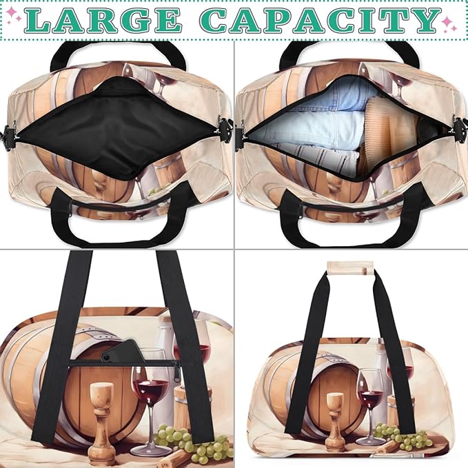 Wine Theme Kids-Duffel-Bags Gymnastics Dance Bag Carry-On Overnight Travel Gym Lightweight Dance Sports Bags For Girls Boys Kids，