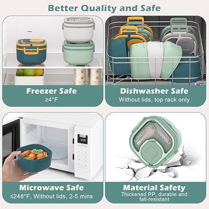 Luch Box Set Stackable Stainless Steel Bento Box with Insulated bag,Leak-Proof,1-Tier Bento box,Lunch Box With Portabl Sauce Pod and Cutlery-for Kids/Toddler,Dishwasher Safe,Green