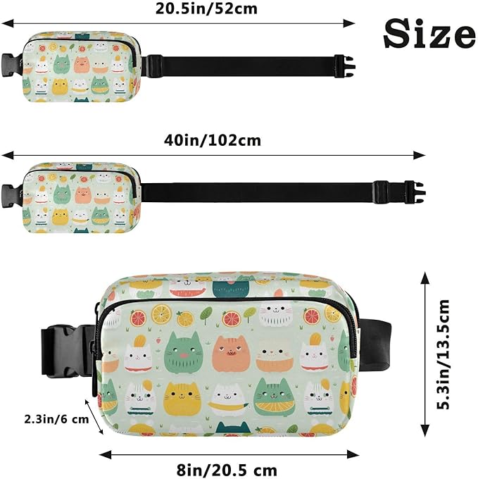 Cute Cat Animal Fanny Pack for Women Men Water Resistant Fashion Waist Packs with Adjustable Strap Belt Bag for Travel Workout Jogging Hiking 21219793