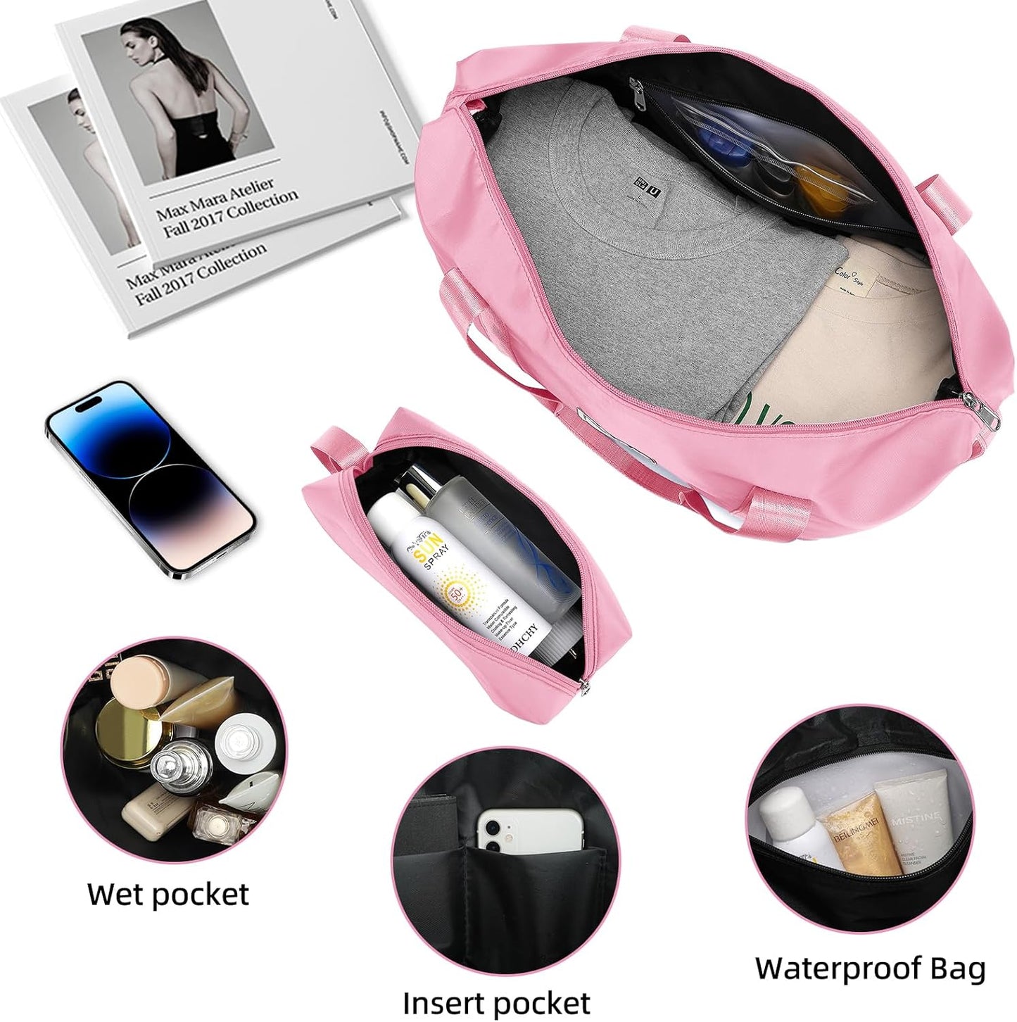 LARVENDER Luggage Sets 5 Piece Hardside Expandable Suitcase with Wheels Lock,PC+ABS Hardside Lightweight Rolling Suitcase for Women and Men,Peach Sparkling